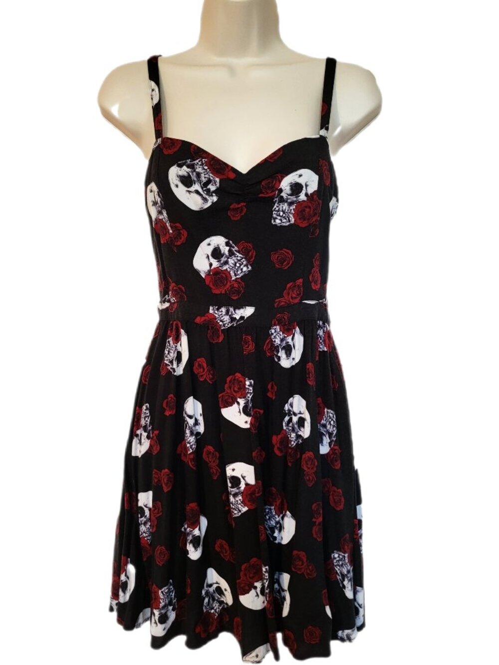 HOT TOPIC Skull & Roses Sleeveless Mini Dress Size Small